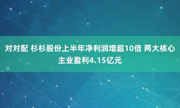 对对配 杉杉股份上半年净利润增超10倍 两大核心主业盈利4.15亿元